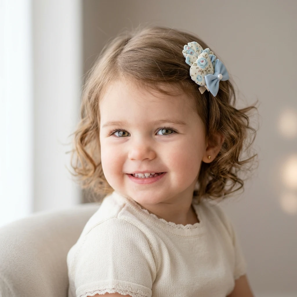 10-Piece Kids Cute Hair Bows and Clips Strip Set - Sunny Yellow