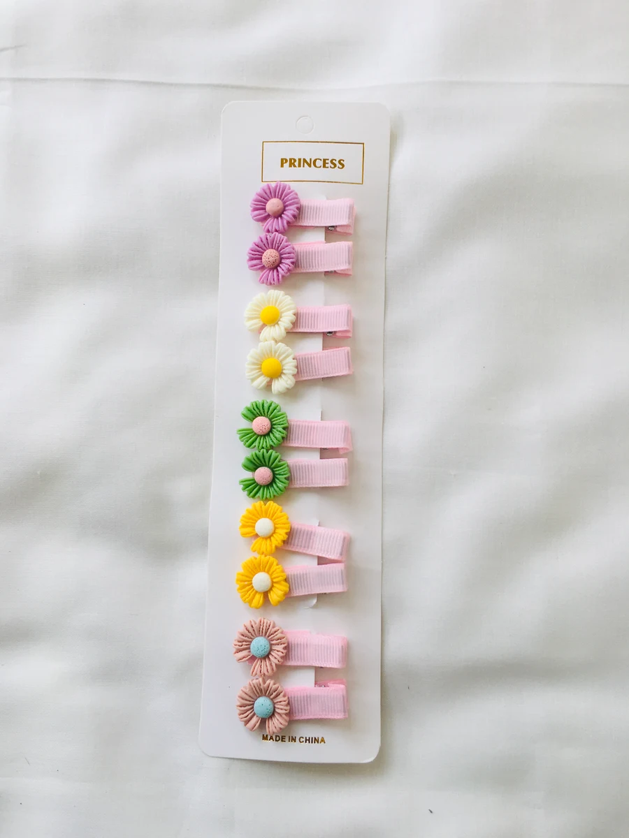 10-Piece Kids Cute Hair Bows and Clips Strip Set (Series 107) - Champagne Gold