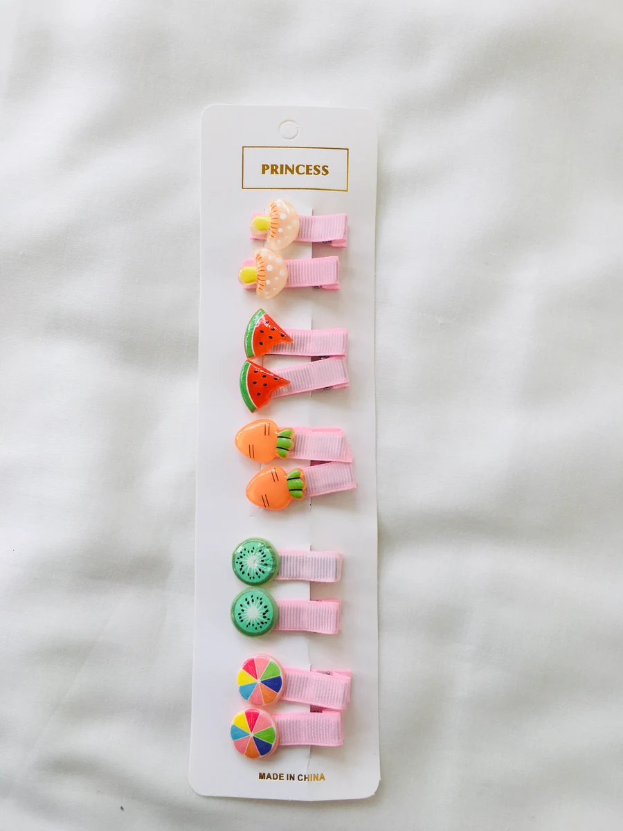 10-Piece Kids Cute Hair Bows and Clips Strip Set (Series 107) - Soft Rose