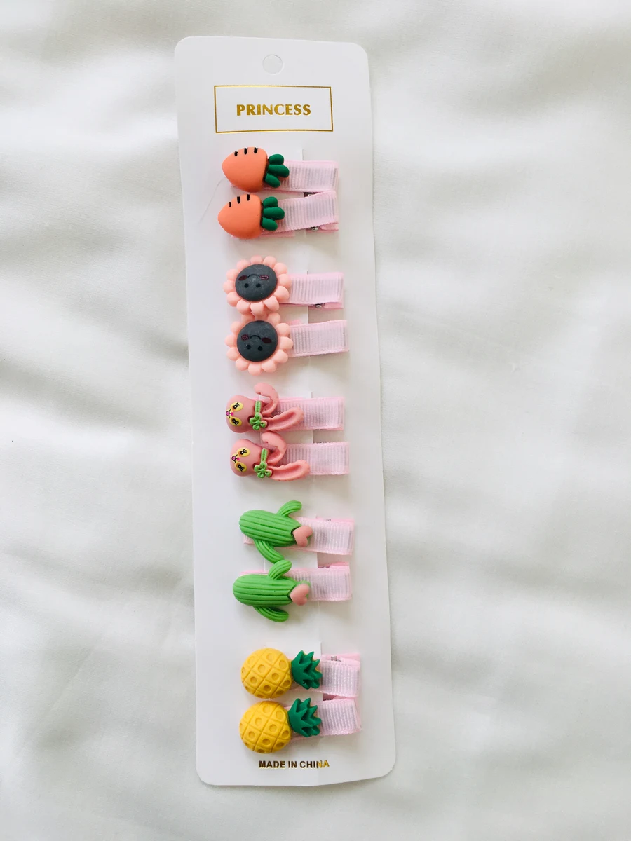 10-Piece Kids Cute Hair Bows and Clips Strip Set (Series 107) - Warm Mocha