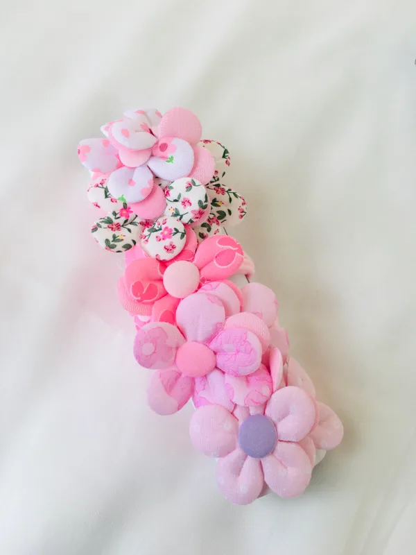 Vintage Rose Fabric Flower Hair Ties - Pack of 5 (Series 105)